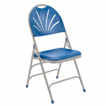 Plastic Fan Back Triple Brace Folding Chair