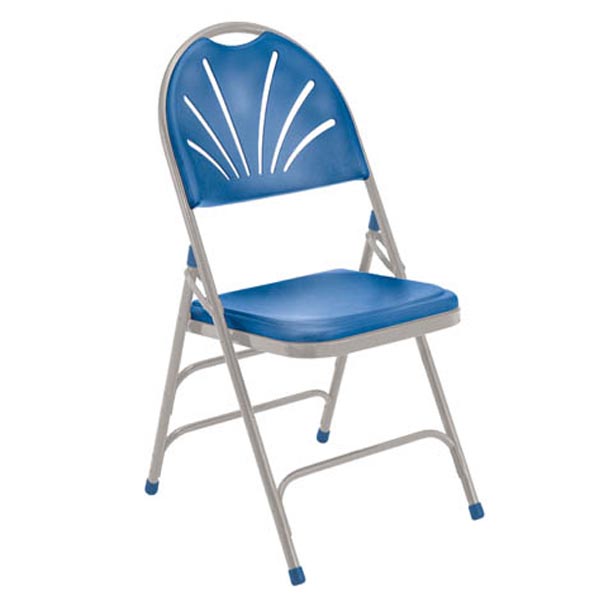 Plastic Fan Back Triple Brace Folding Chair